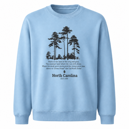 North Carolina Longleaf Pine Forest Nature Outdoor Sweatshirt - Light Blue