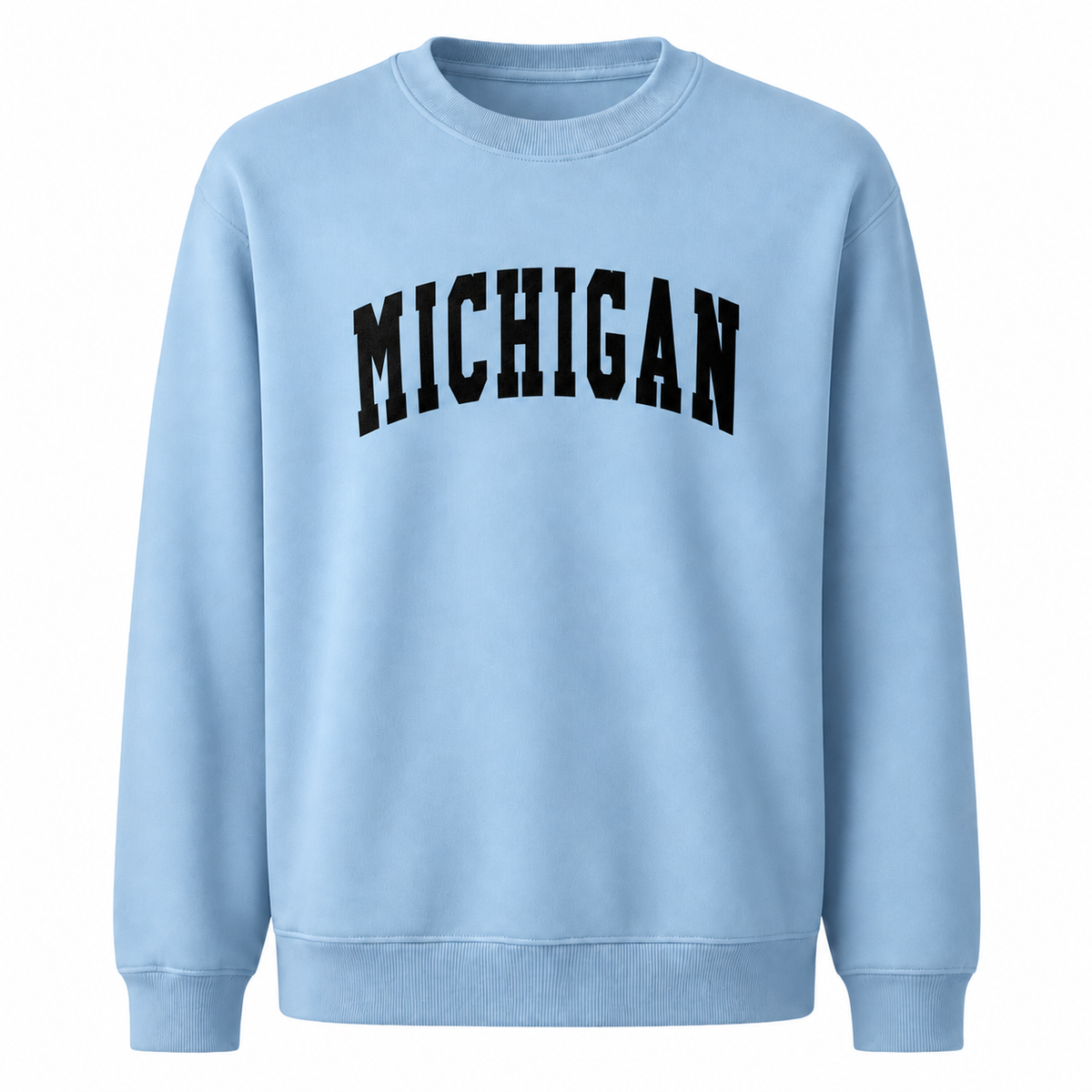 Michigan Retro Arched Varsity Collegiate Vintage Sweatshirt - Light Blue