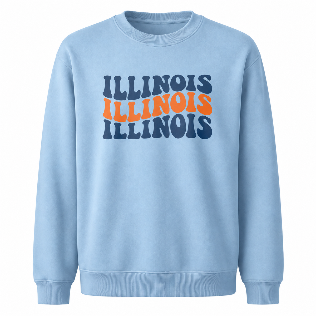 Illinois Retro Stacked Varsity Block Lettering Sweatshirt - Light Blue