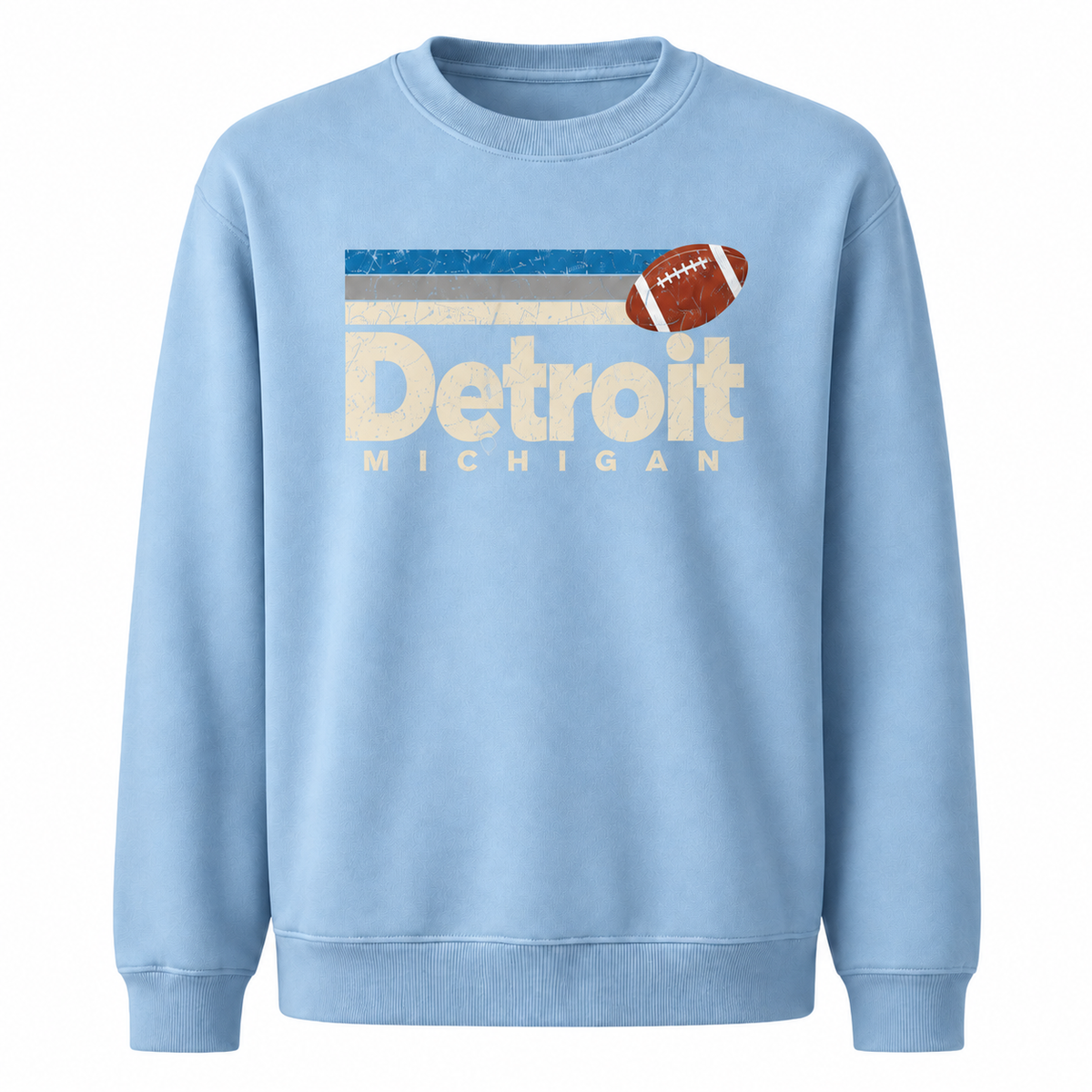 Detroit Michigan Motor City Vintage Athletic Sweatshirt - Light Blue