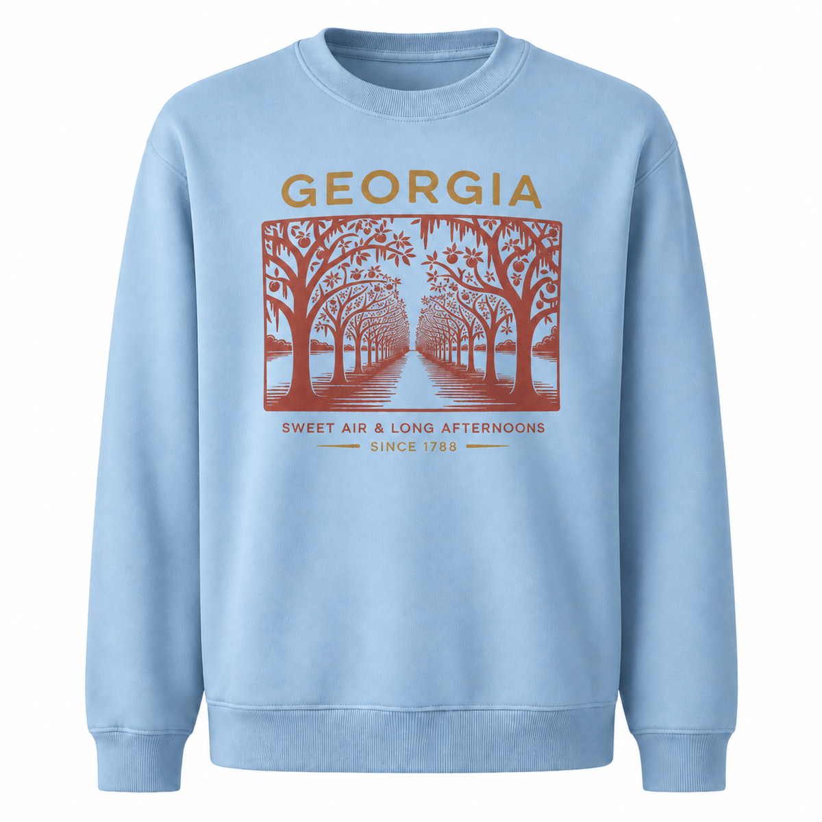 Georgia Sweet Air Long Afternoons Historic Avenue Sweatshirt - Light Blue