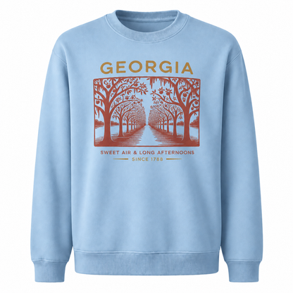 Georgia Sweet Air Long Afternoons Historic Avenue Sweatshirt - Light Blue