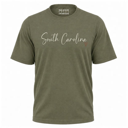 South Carolina Cursive Script Red Heart Graphic Shirt