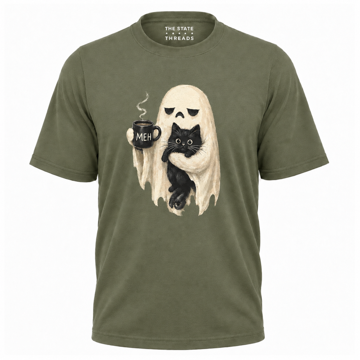 America Ghost Black Cat Coffee Halloween Spooky Shirt
