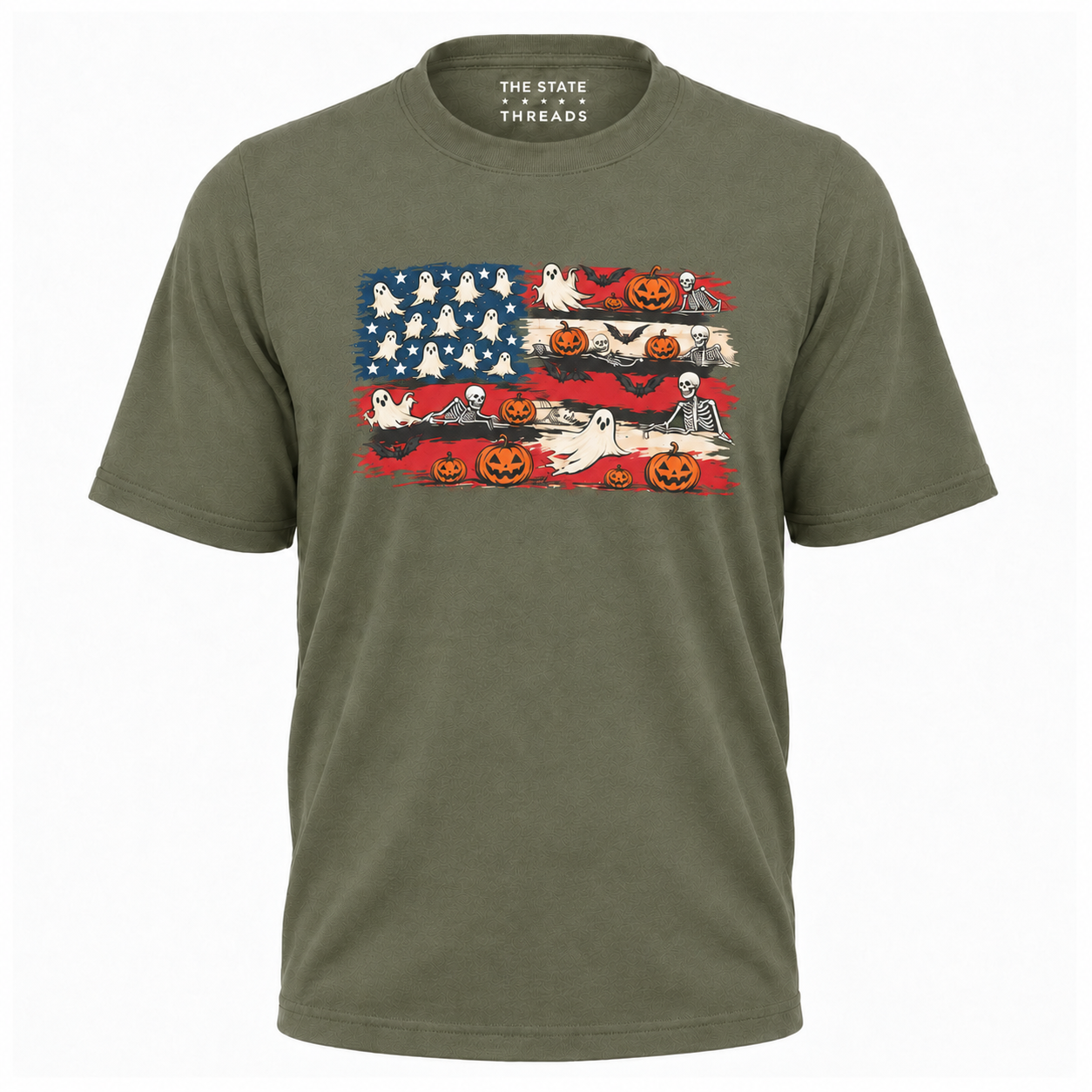America Halloween Flag Spooky Ghost Pumpkin Shirt