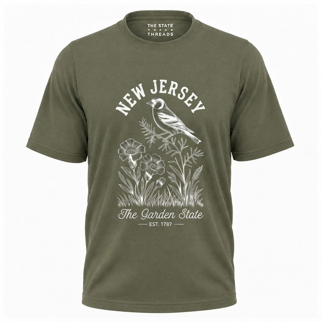 New Jersey Garden State Goldfinch Floral  shirt