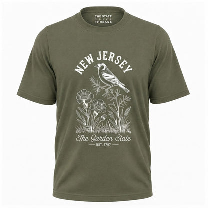 New Jersey Garden State Goldfinch Floral  shirt