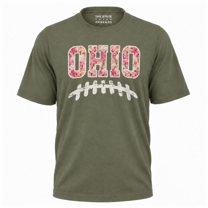 Ohio Carnation Floral Football Game Day Red Shirt