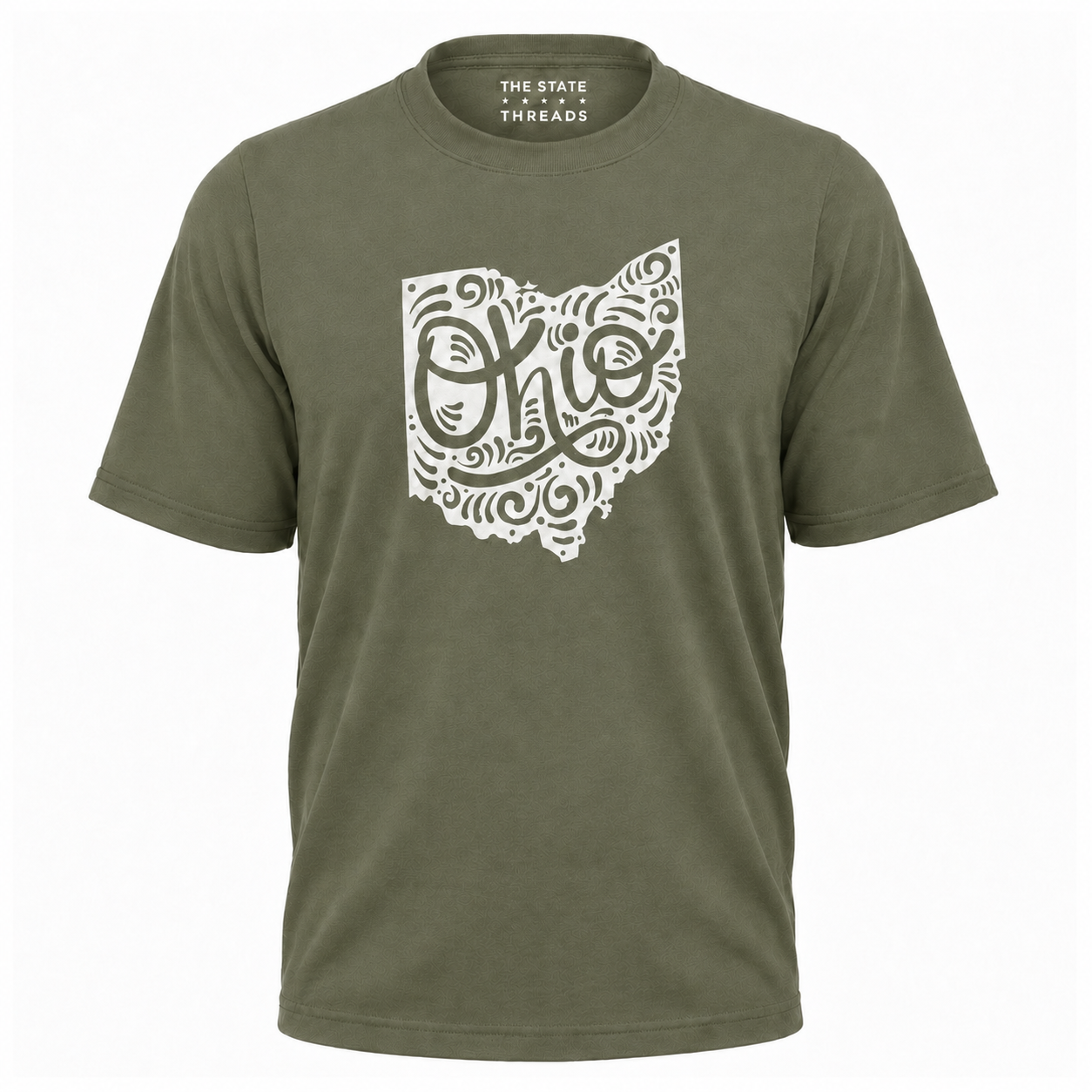Ohio State Map Mandala Swirl Typography Shirt