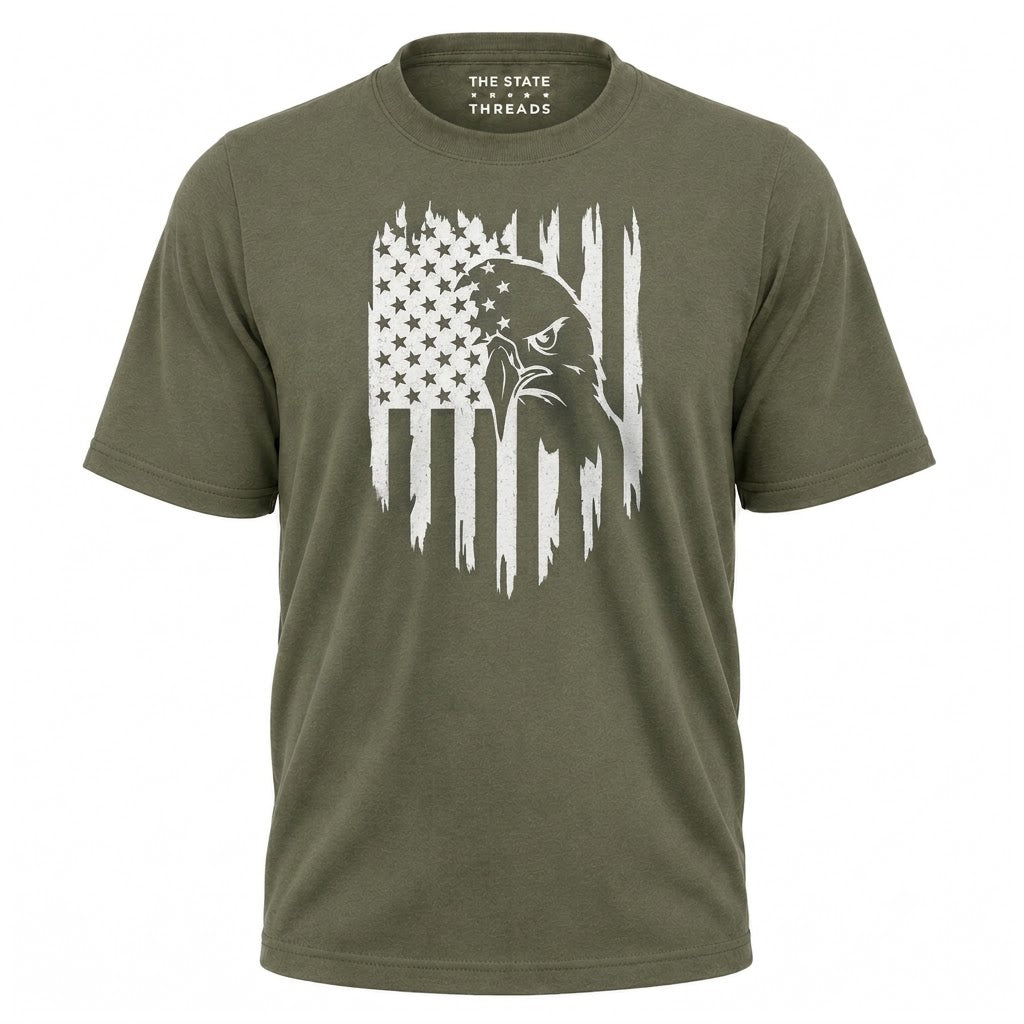 America Distressed Flag Eagle Silhouette Graphic Shirt