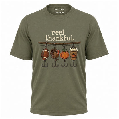 America Reel Thankful Thanksgiving Fishing Graphic Shirt