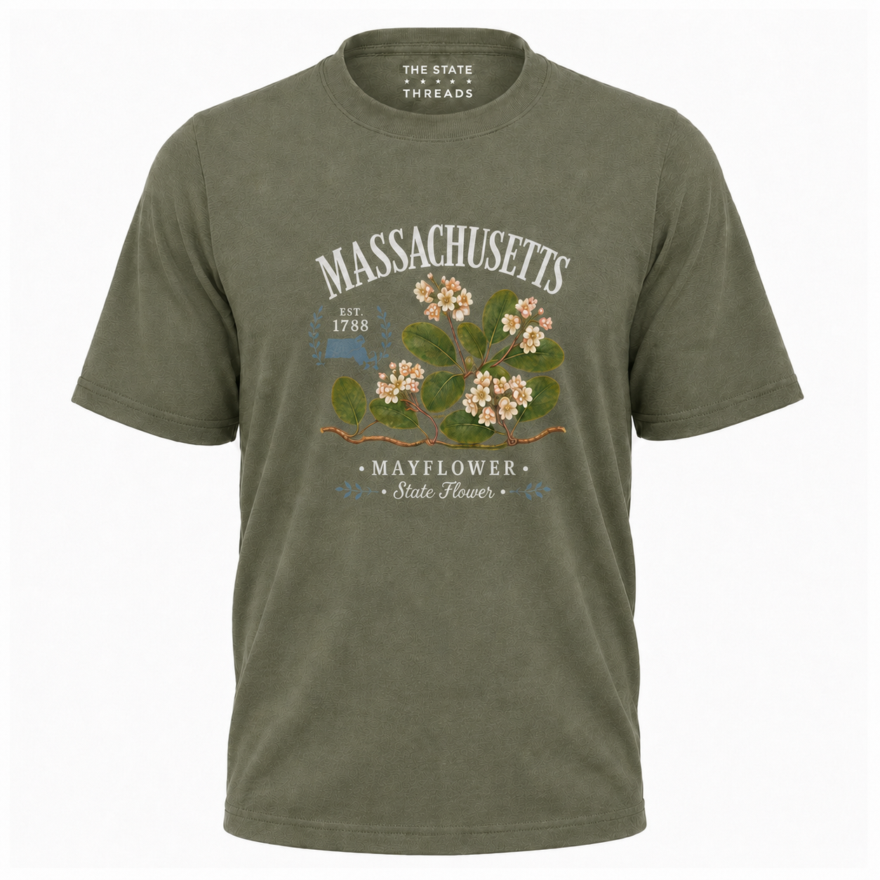 Massachusetts Mayflower State Flower Vintage Botanical Shirt