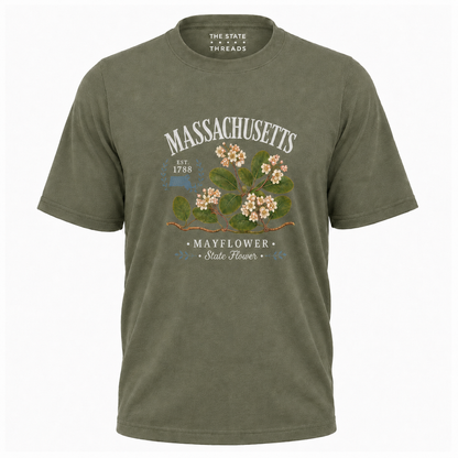 Massachusetts Mayflower State Flower Vintage Botanical Shirt