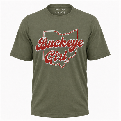 Ohio Buckeye Girl State Outline Pride Shirt