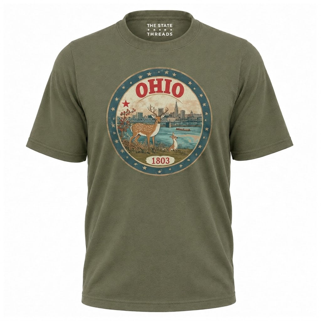 Ohio 1803 Wildlife Deer Scenic River Skyline Shirt