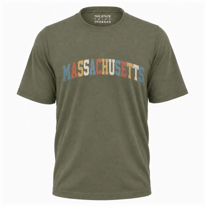 Massachusetts Retro Colorful Arch Typography Shirt