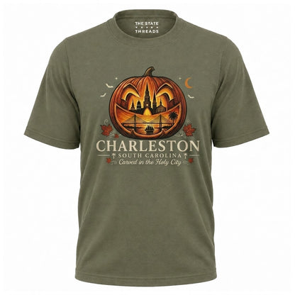 South Carolina Charleston Carved Pumpkin Skyline Halloween Shirt