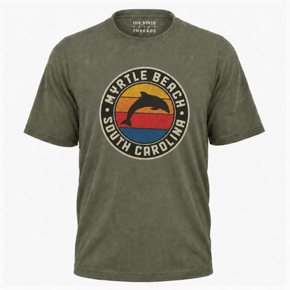 Myrtle Beach South Carolina Retro Dolphin Sunset Shirt