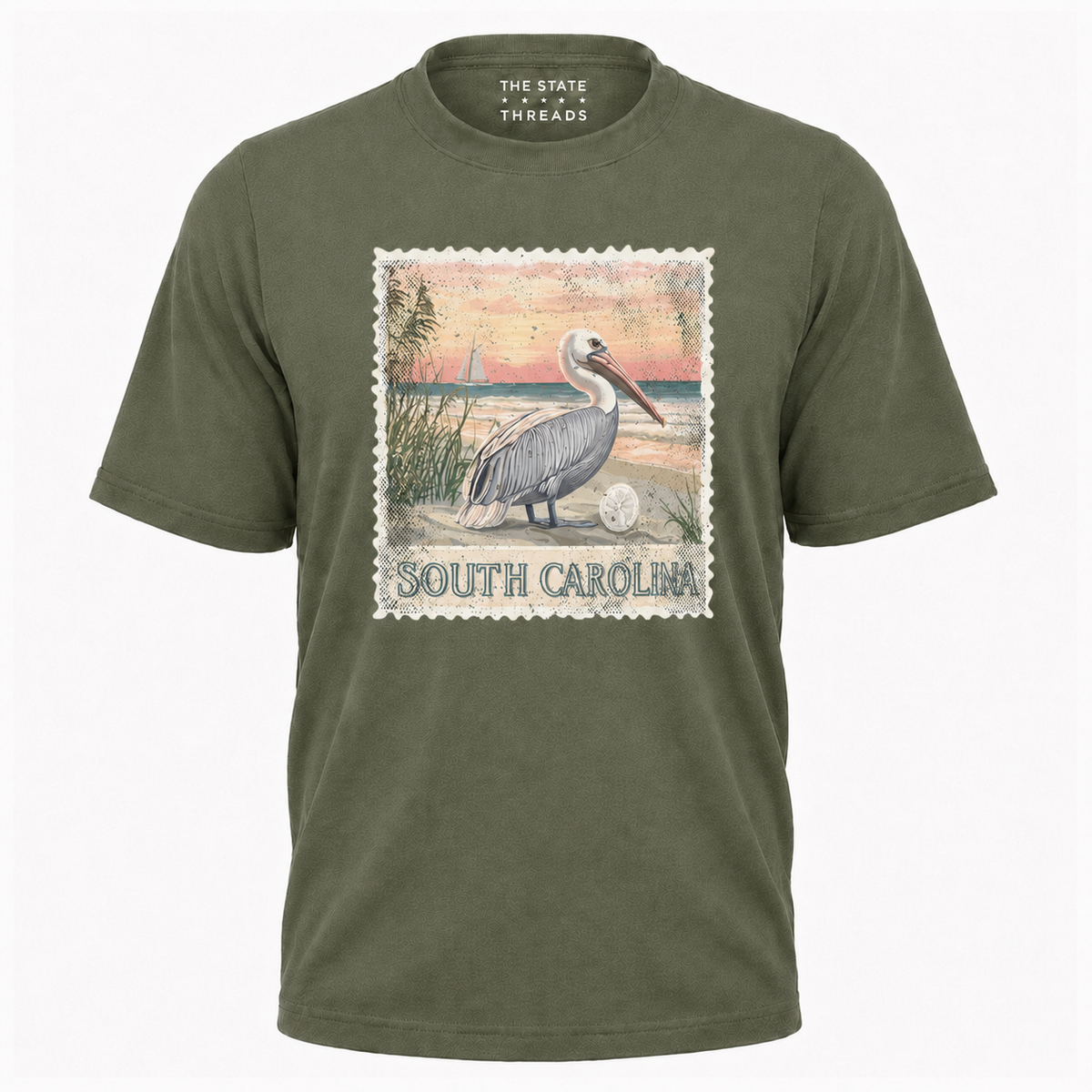 South Carolina Vintage Pelican Beach Stamp Shirt