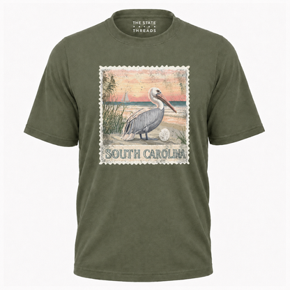 South Carolina Vintage Pelican Beach Stamp Shirt