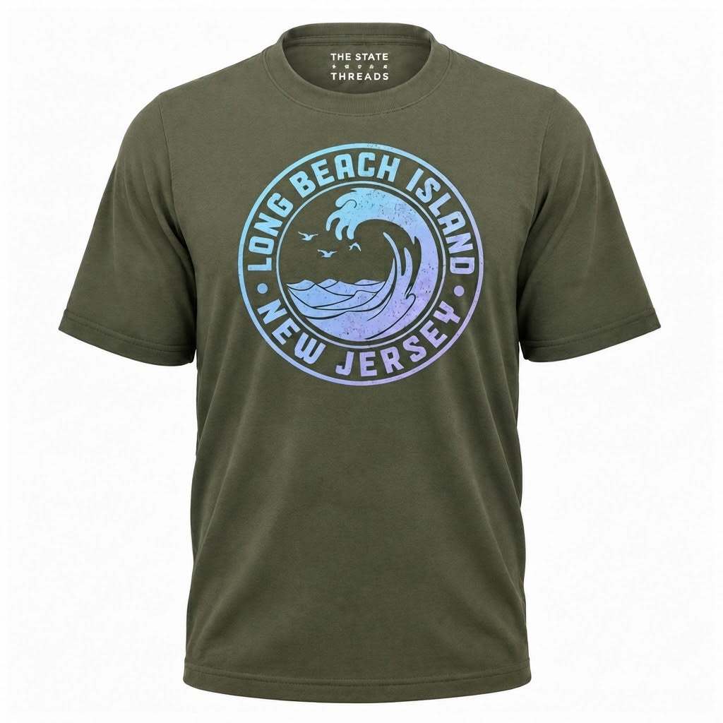 Long Beach Island New Jersey Ocean Wave Retro Shirt