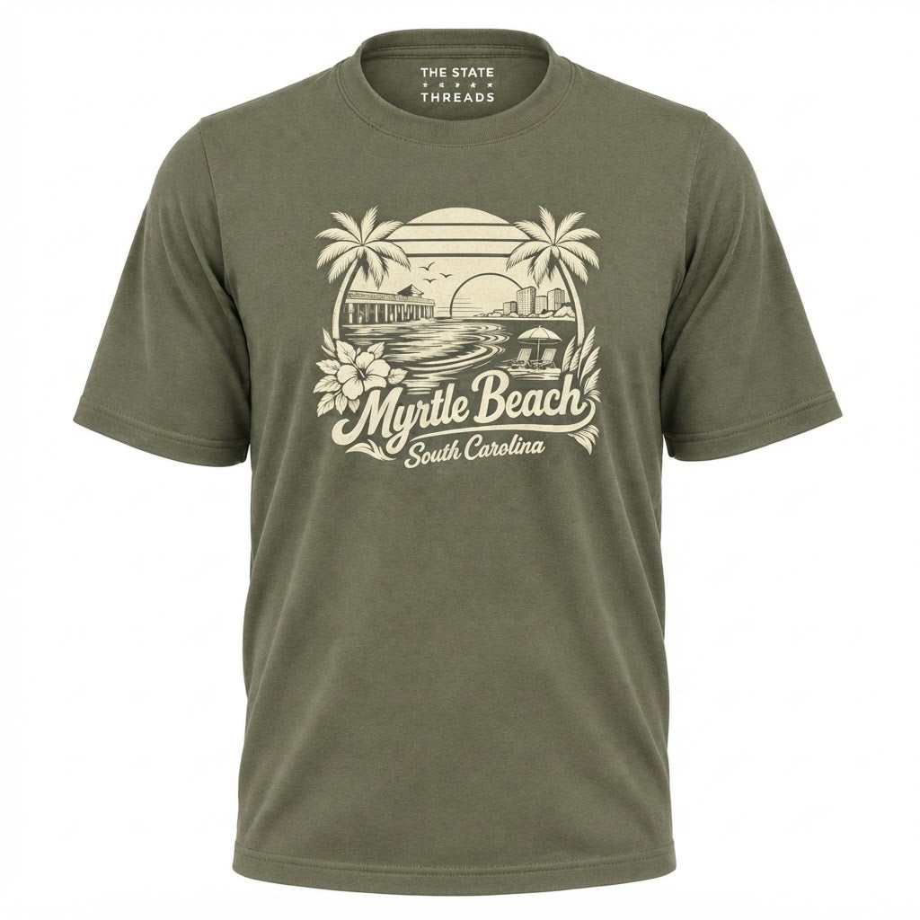 South Carolina Myrtle Beach Retro Coastal Sunset Graphic Shirt