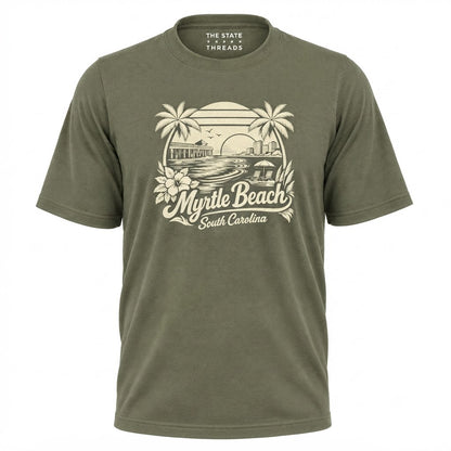 South Carolina Myrtle Beach Retro Coastal Sunset Graphic Shirt