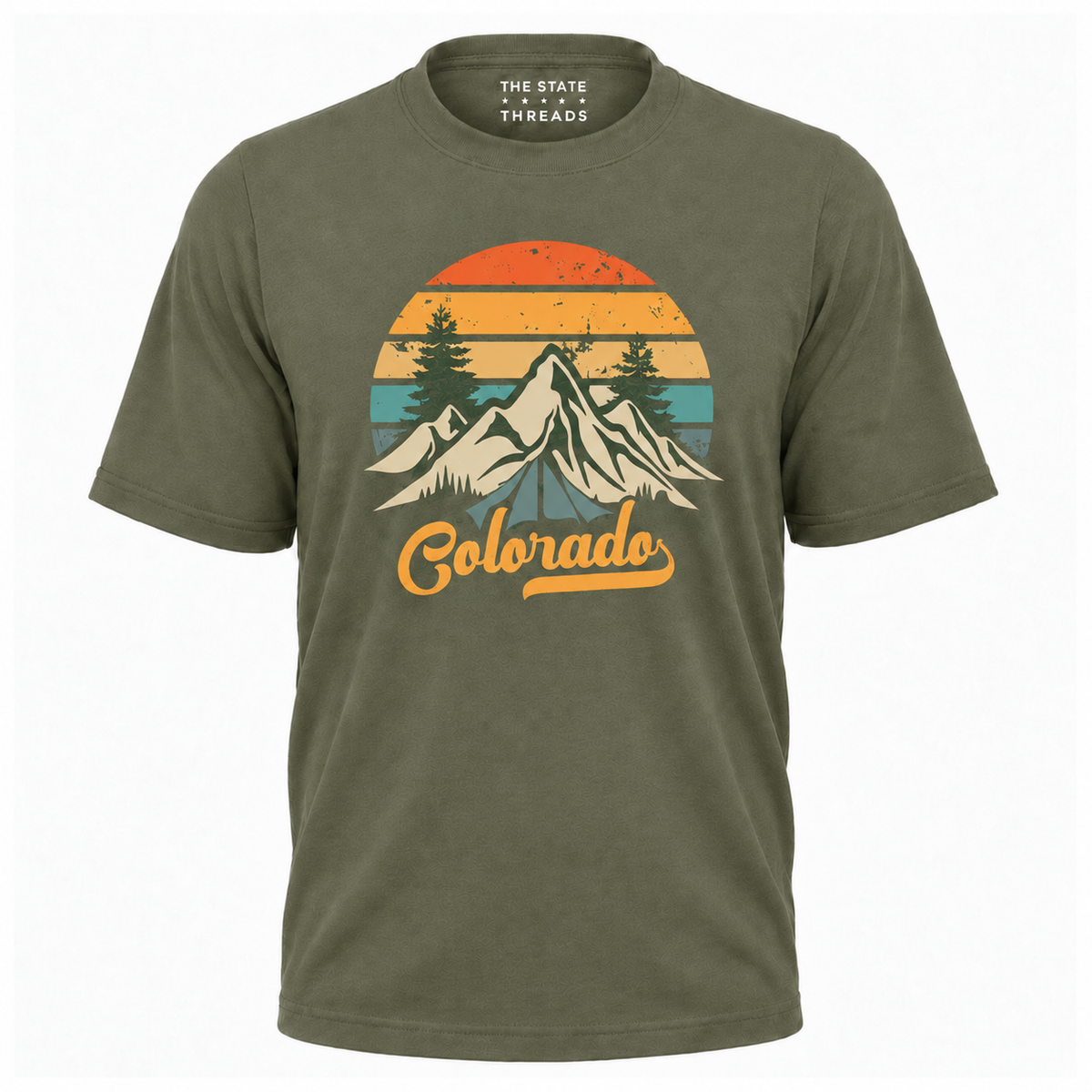 Colorado Retro Mountain Camping Sunset Graphic Shirt