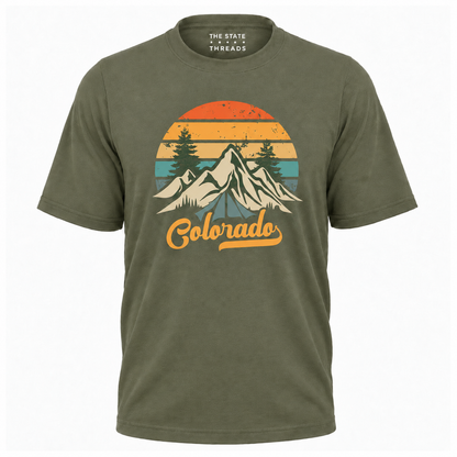 Colorado Retro Mountain Camping Sunset Graphic Shirt