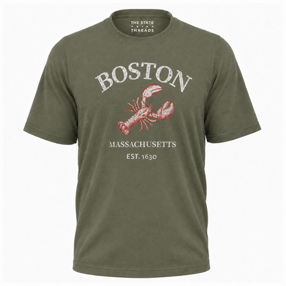 Boston Massachusetts Vintage Lobster Graphic Shir