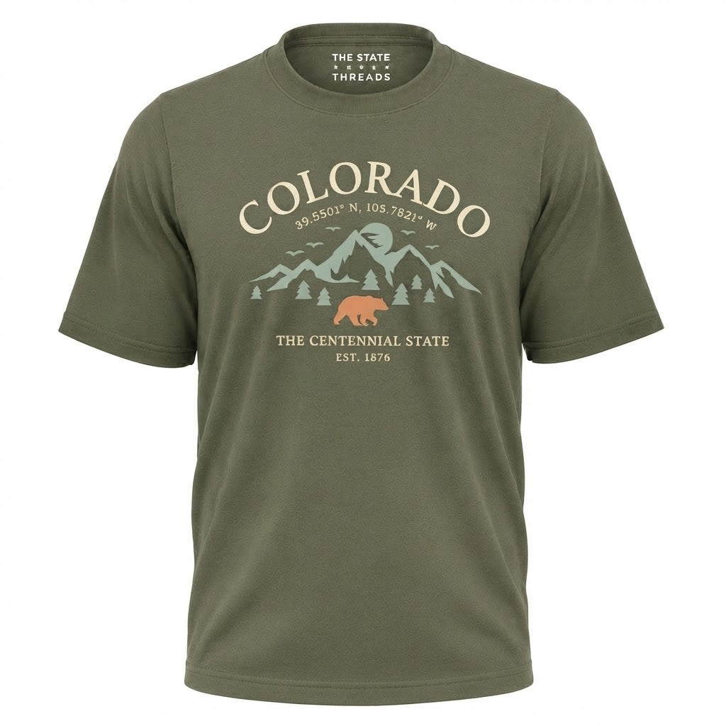 Colorado Centennial State Mountains Bear Graphic Shirt