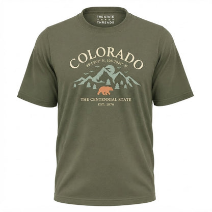 Colorado Centennial State Mountains Bear Graphic Shirt
