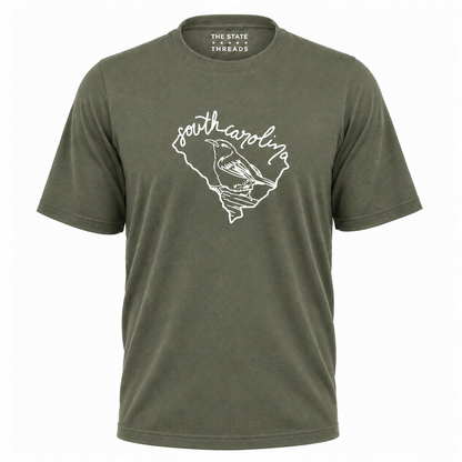 South Carolina State Bird Outline Map Shirt