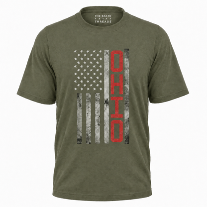 Ohio American Flag Patriotic Distressed State Shirt