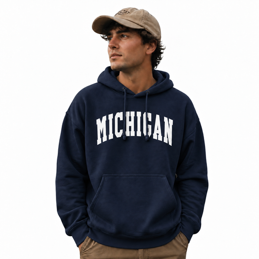 Michigan Classic Arch Bold Letters White Hoodie