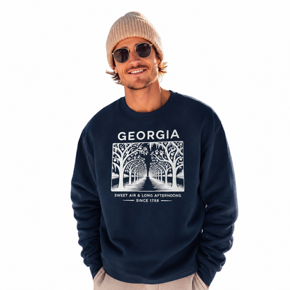 Georgia Sweet Air Long Afternoons Historic Avenue Sweatshirt - Navy (Male Model)