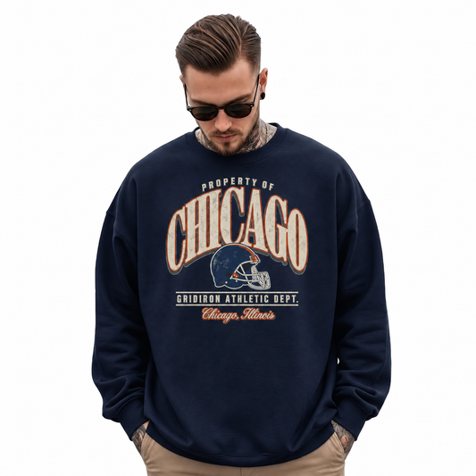 Chicago Vintage Seal Athletic Heritage Classic Sweatshirt - Navy (Male Model)