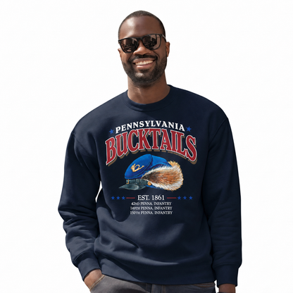 Pennsylvania Bucktails Military Heritage Vintage Distressed Sweatshirt - Navy (Male Model)