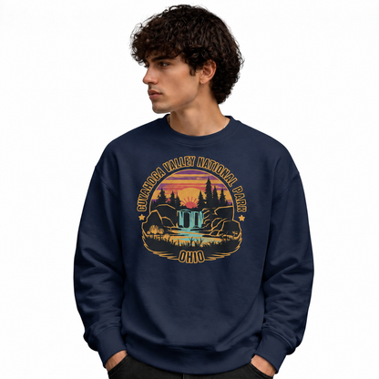 Cuyahoga Valley Ohio National Park Scenic Sweatshirt - Navy (Male Model)