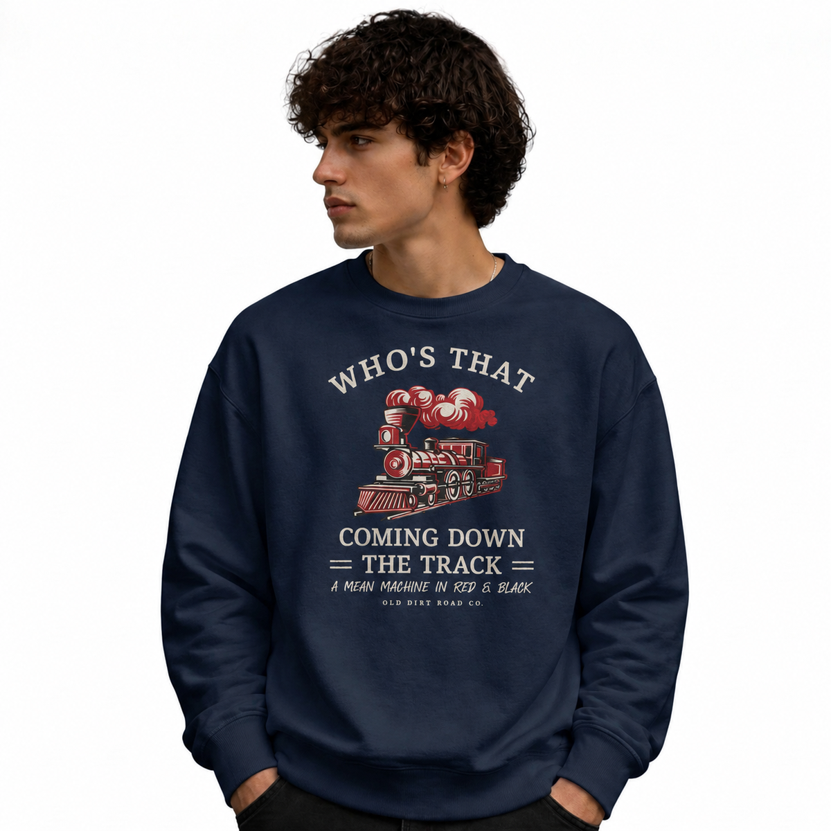 Georgia Bulldogs Mean Machine Locomotive Vintage Sweatshirt - Navy (Male Model)