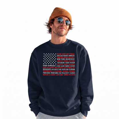 America State Names Typography Flag Sweatshirt