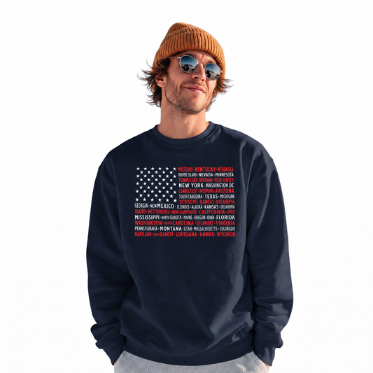 America State Names Typography Flag Sweatshirt