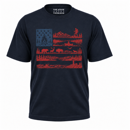 America Flag National Park Outdoor Wildlife Graphic Shirt