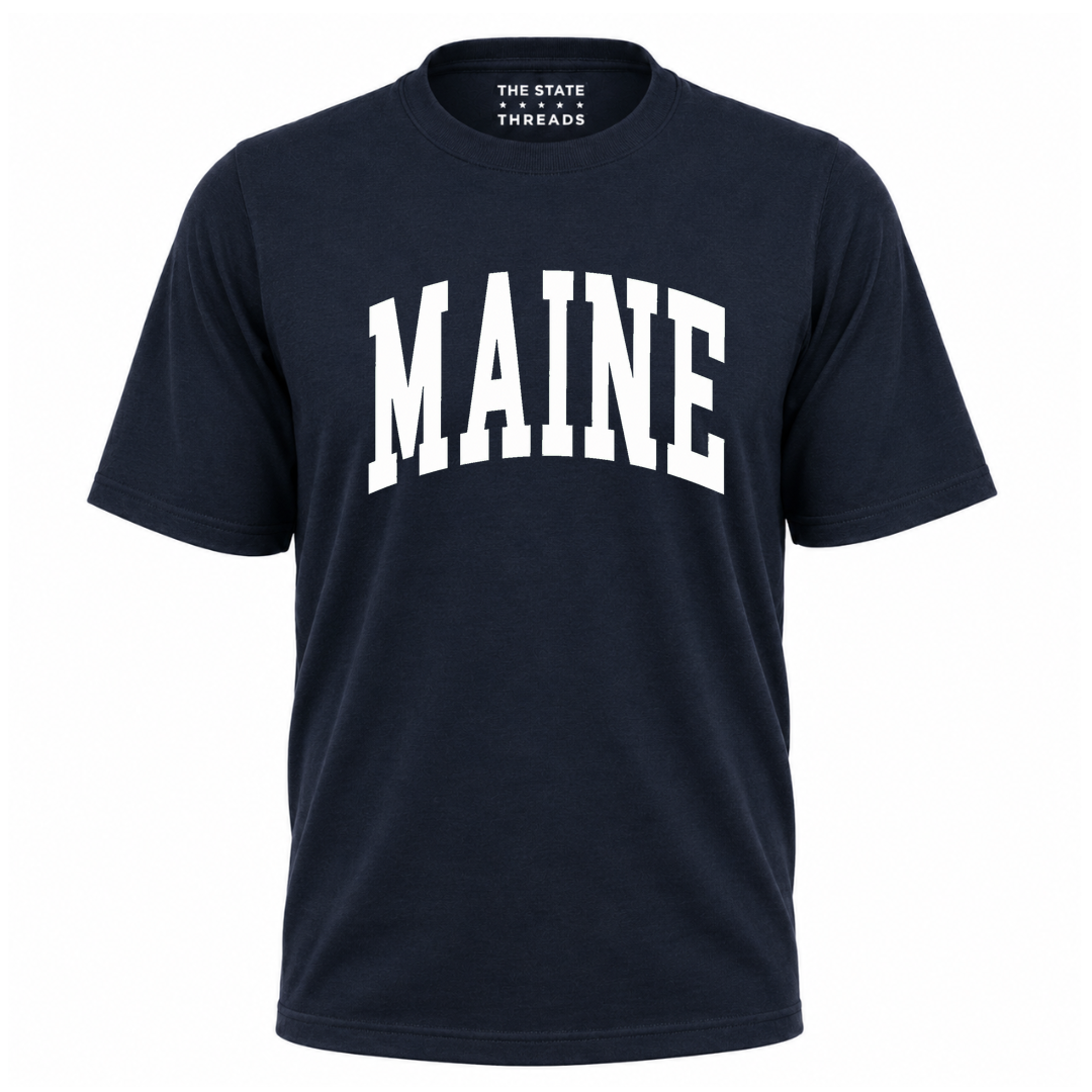 Maine Vintage Block Letter State Pride Shirt