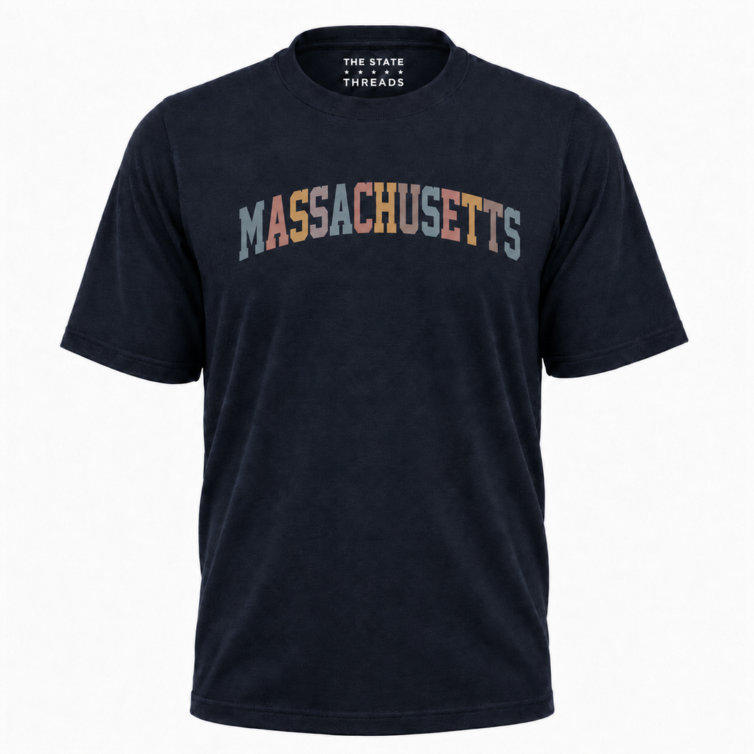 Massachusetts Retro Colorful Arch Typography Shirt
