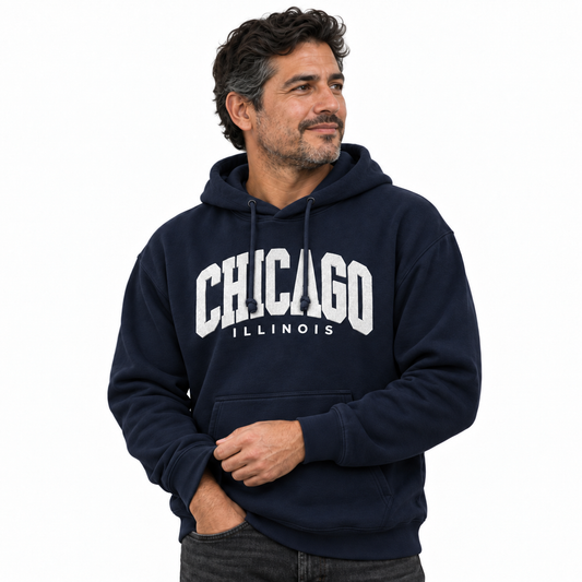 Chicago Illinois Varsity Arch Block Letters Hoodie