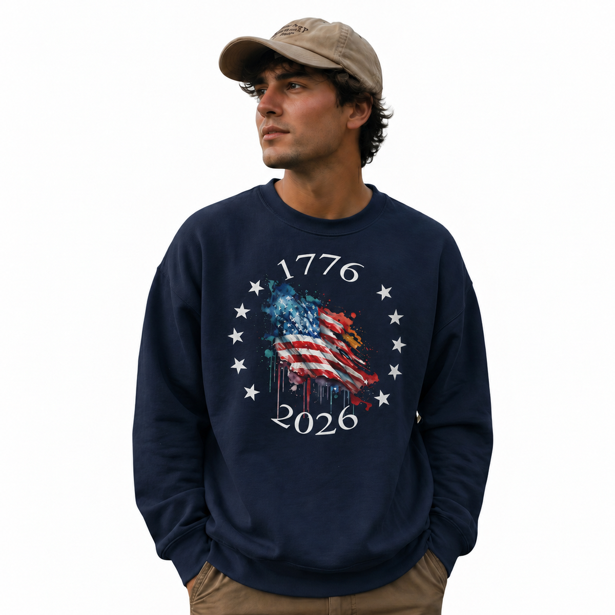 America 250th 1776 2026 Watercolor Flag Sweatshirt