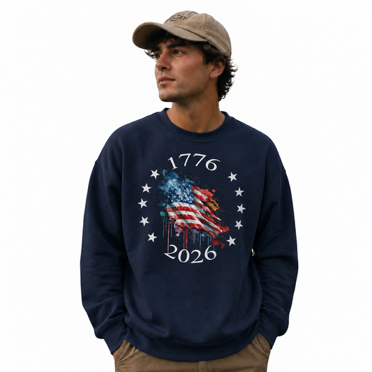 America 250th 1776 2026 Watercolor Flag Sweatshirt