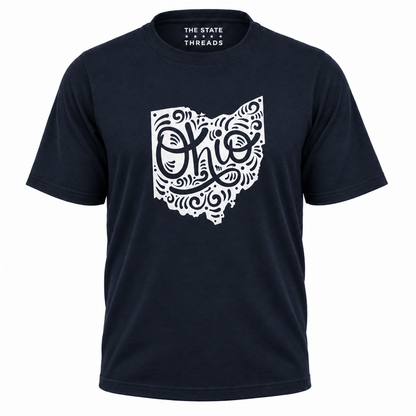 Ohio State Map Mandala Swirl Typography Shirt