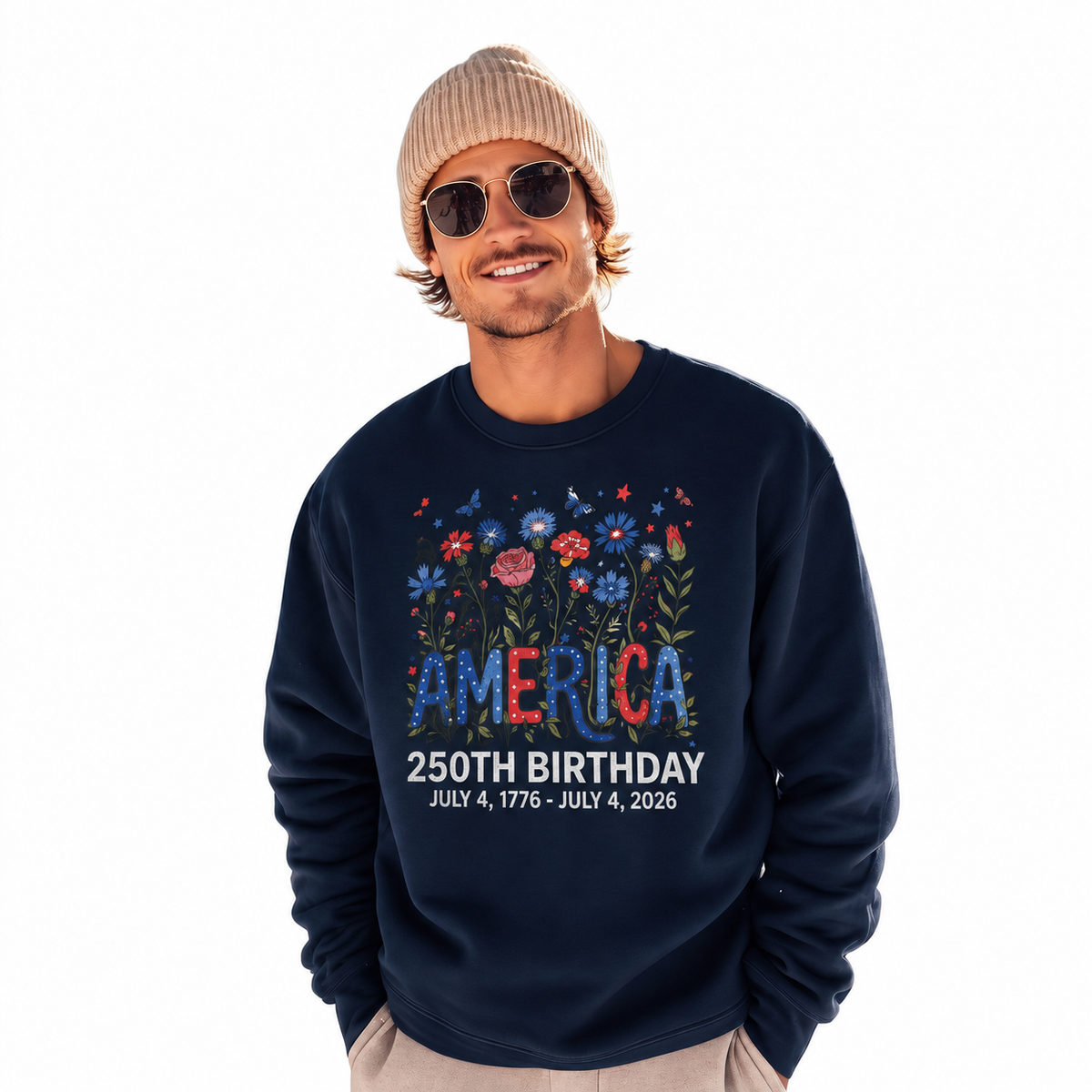 America 250th Birthday Floral July 4 Sweatshirt